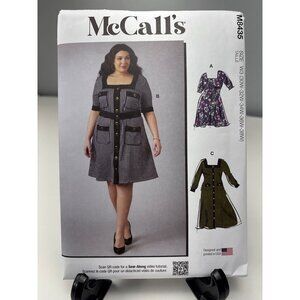 McCalls M8435 Sewing Pattern Womens Dresses Size 30W 32W 34W 38W Uncut